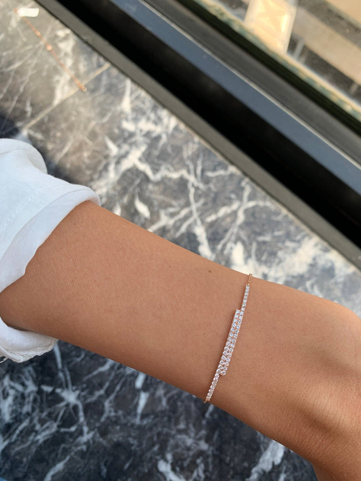 Round Cut Diamond Bar Bracelet For Women in Solid Gold - Doozy Diamonds