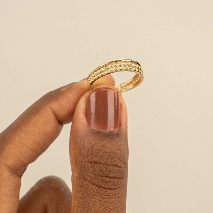 Plain Three Row lab grown diamond Wedding Band In 14K Yellow Gold For Women - Doozy Diamonds