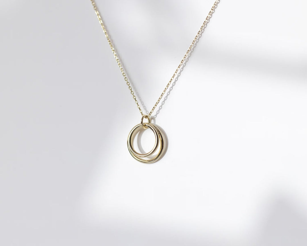 14K Solid Gold Double Circle Necklace for Women - Doozy Diamonds