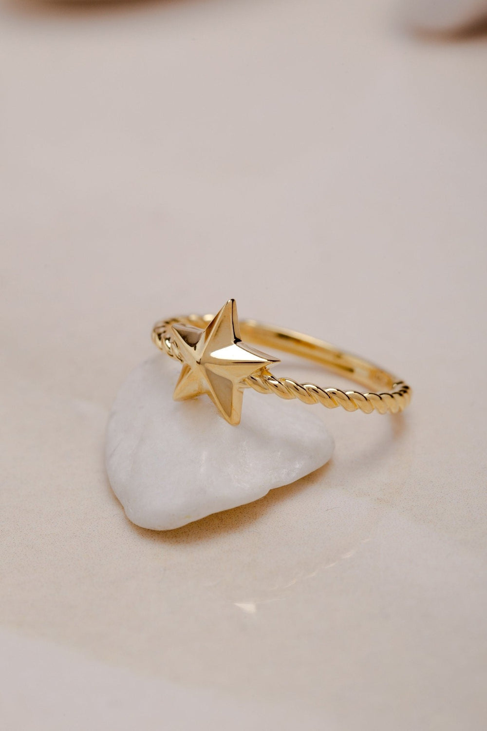 14K Yellow Gold Star Shaped Plain Wedding Ring for Women - Doozy Diamonds