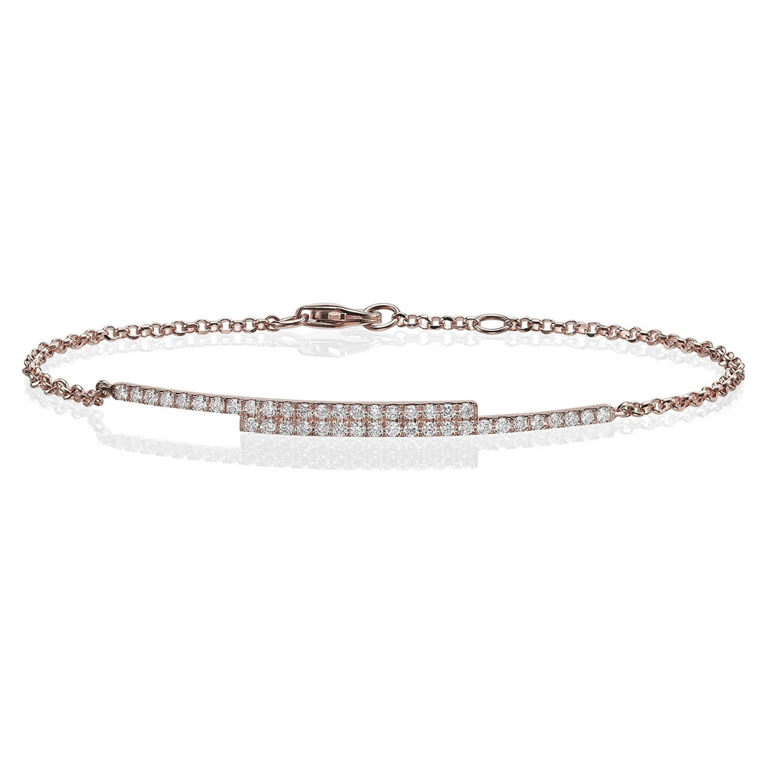Round Cut Diamond Bar Bracelet For Women in Solid Gold - Doozy Diamonds
