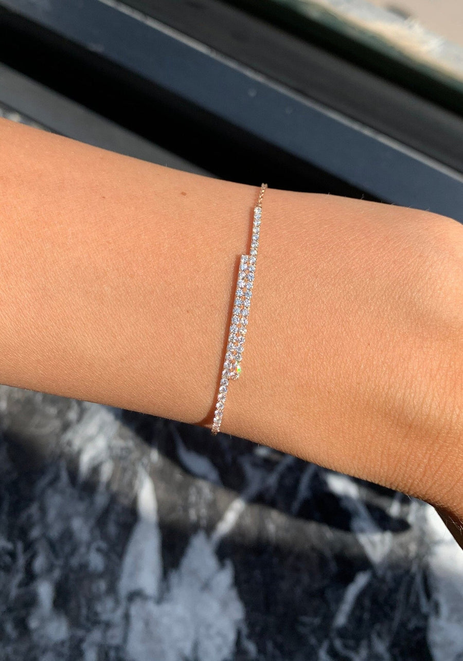 Round Cut Diamond Bar Bracelet For Women in Solid Gold - Doozy Diamonds