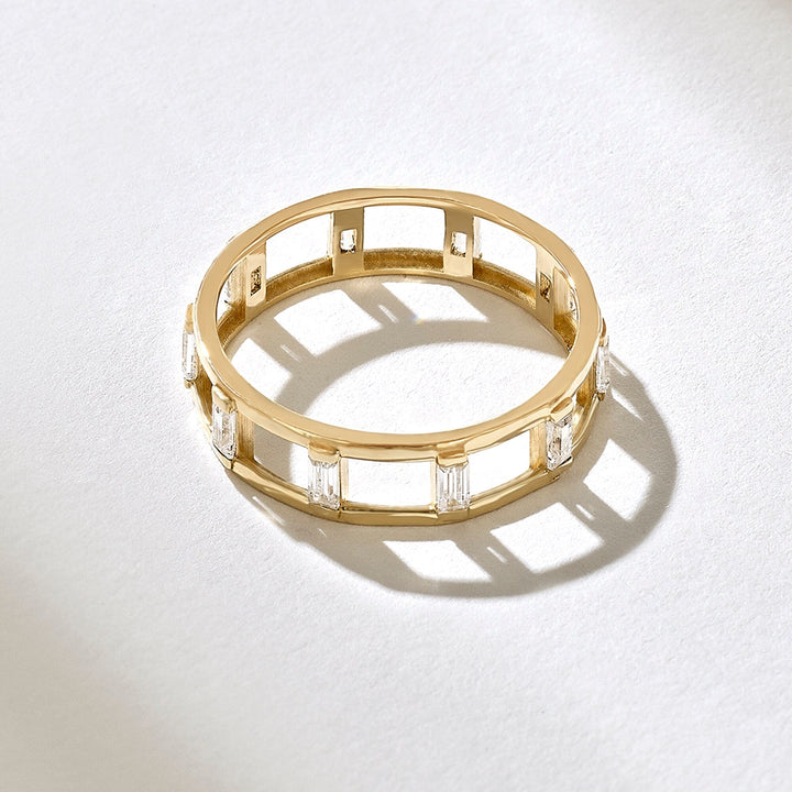 0.32CT Baguette Ladder lab grown diamonds Wedding Band In 18K Yellow Gold - Doozy Diamonds