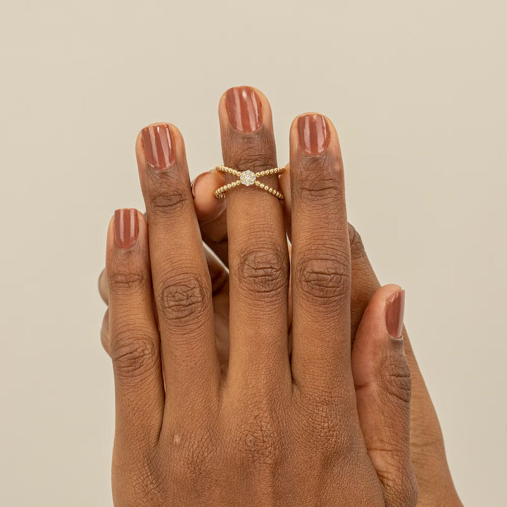 Round Cut Diamond Cross Ring for Women 14k Gold or 18k Gold - Doozy Diamonds
