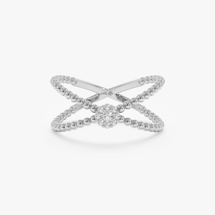 Round Cut Diamond Cross Ring for Women 14k Gold or 18k Gold - Doozy Diamonds