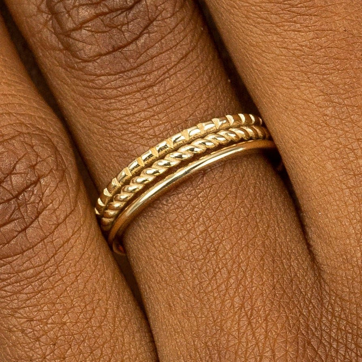 Plain Three Row lab grown diamond Wedding Band In 14K Yellow Gold For Women - Doozy Diamonds