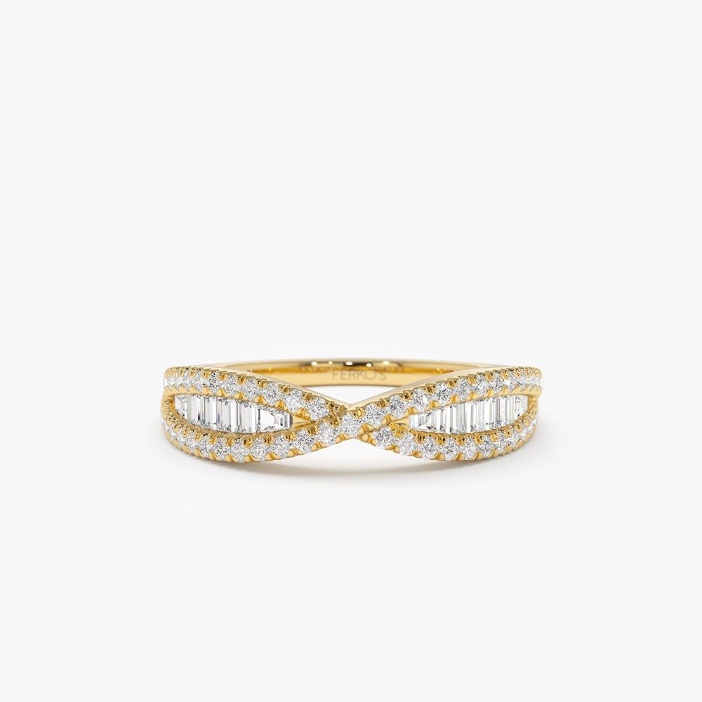 Baguette and Round Cut Unique Diamond Band for Birthday Gift - Doozy Diamonds