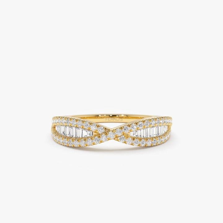 Baguette and Round Cut Unique Diamond Band for Birthday Gift - Doozy Diamonds