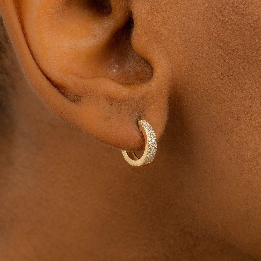 0.5CT Round Pave lab grown diamonds Earrings For Women In 14k Solid Gold - Doozy Diamonds
