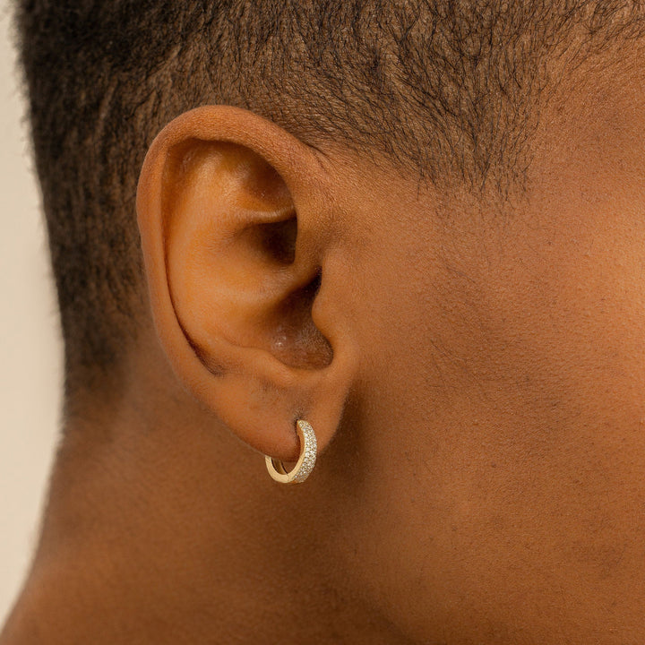 0.5CT Round Pave lab grown diamonds Earrings For Women In 14k Solid Gold - Doozy Diamonds