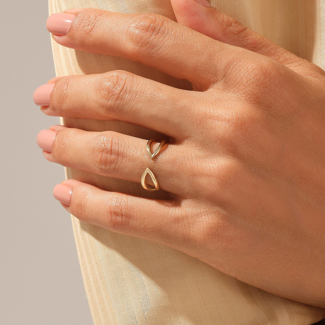 14K Yellow Gold Plain Stackable Open Band for Birthday Gift - Doozy Diamonds