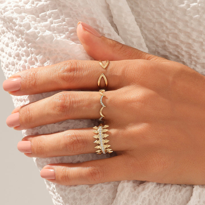 14K Yellow Gold Plain Stackable Open Band for Birthday Gift - Doozy Diamonds