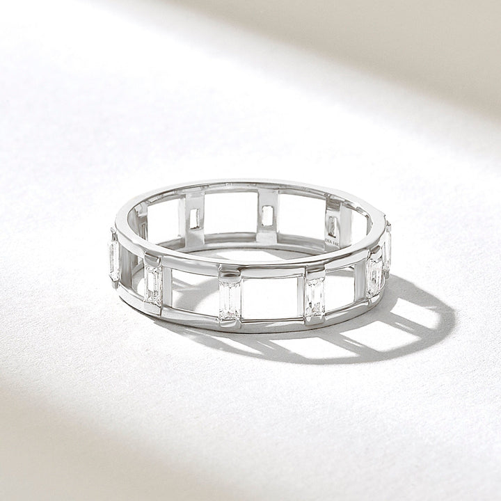 0.32CT Baguette Ladder lab grown diamonds Wedding Band In 18K Yellow Gold - Doozy Diamonds