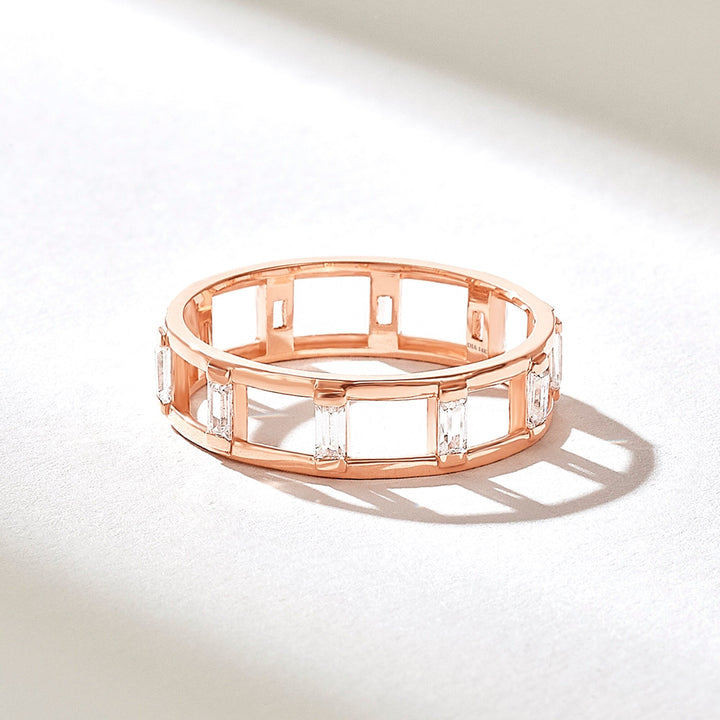 0.32CT Baguette Ladder lab grown diamonds Wedding Band In 18K Yellow Gold - Doozy Diamonds