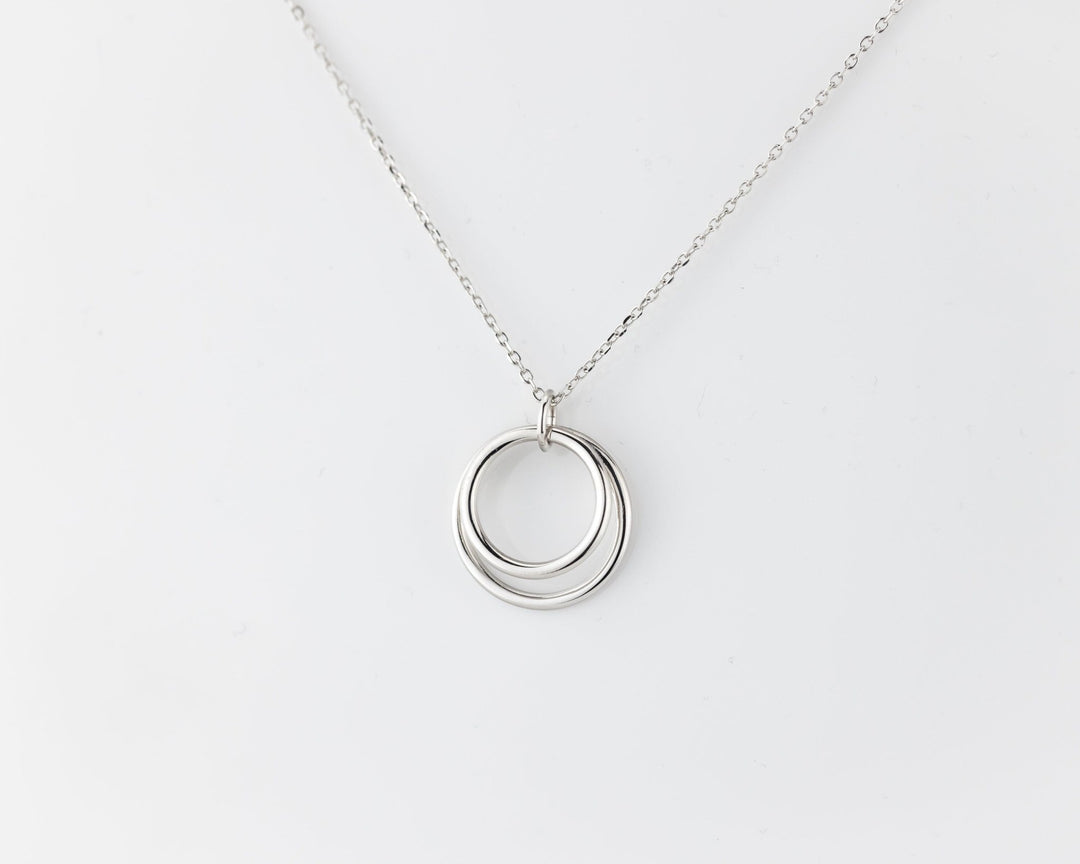 14K Solid Gold Double Circle Necklace for Women - Doozy Diamonds