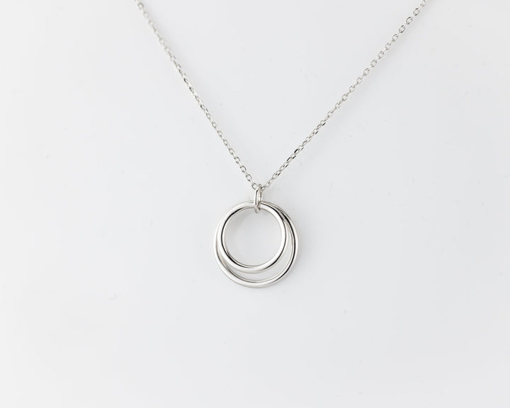 14K Solid Gold Double Circle Necklace for Women - Doozy Diamonds