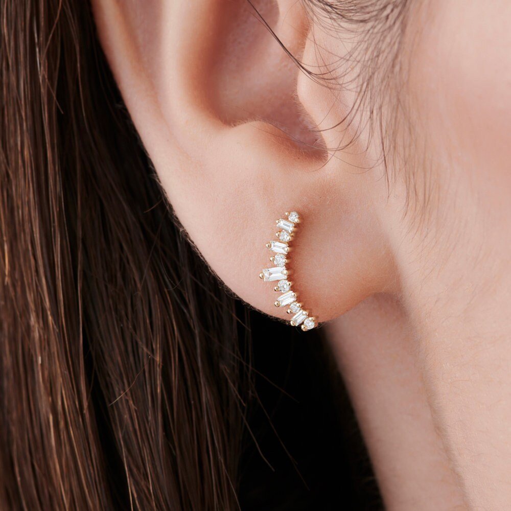 0.48CT Round & Bauguess lab grown diamonds Crawler Earrings - Doozy Diamonds