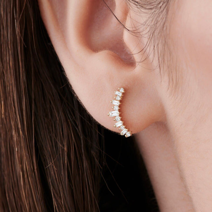 0.48CT Round & Bauguess lab grown diamonds Crawler Earrings - Doozy Diamonds
