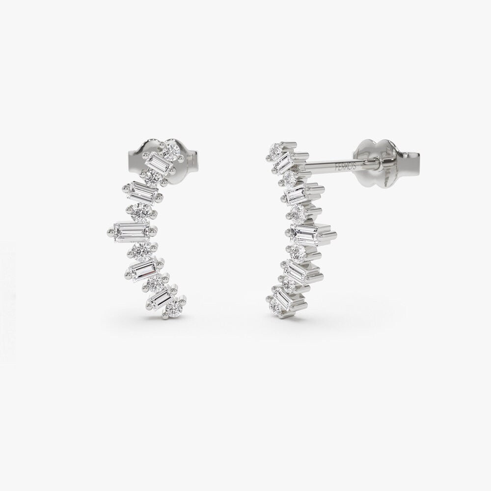 0.48CT Round & Bauguess lab grown diamonds Crawler Earrings - Doozy Diamonds
