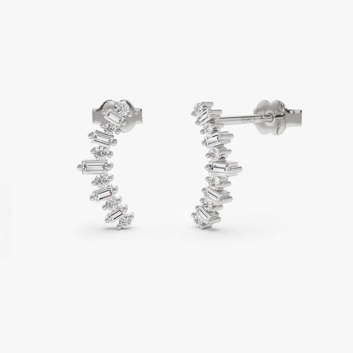 0.48CT Round & Bauguess lab grown diamonds Crawler Earrings - Doozy Diamonds