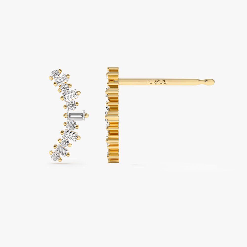 0.48CT Round & Bauguess lab grown diamonds Crawler Earrings - Doozy Diamonds