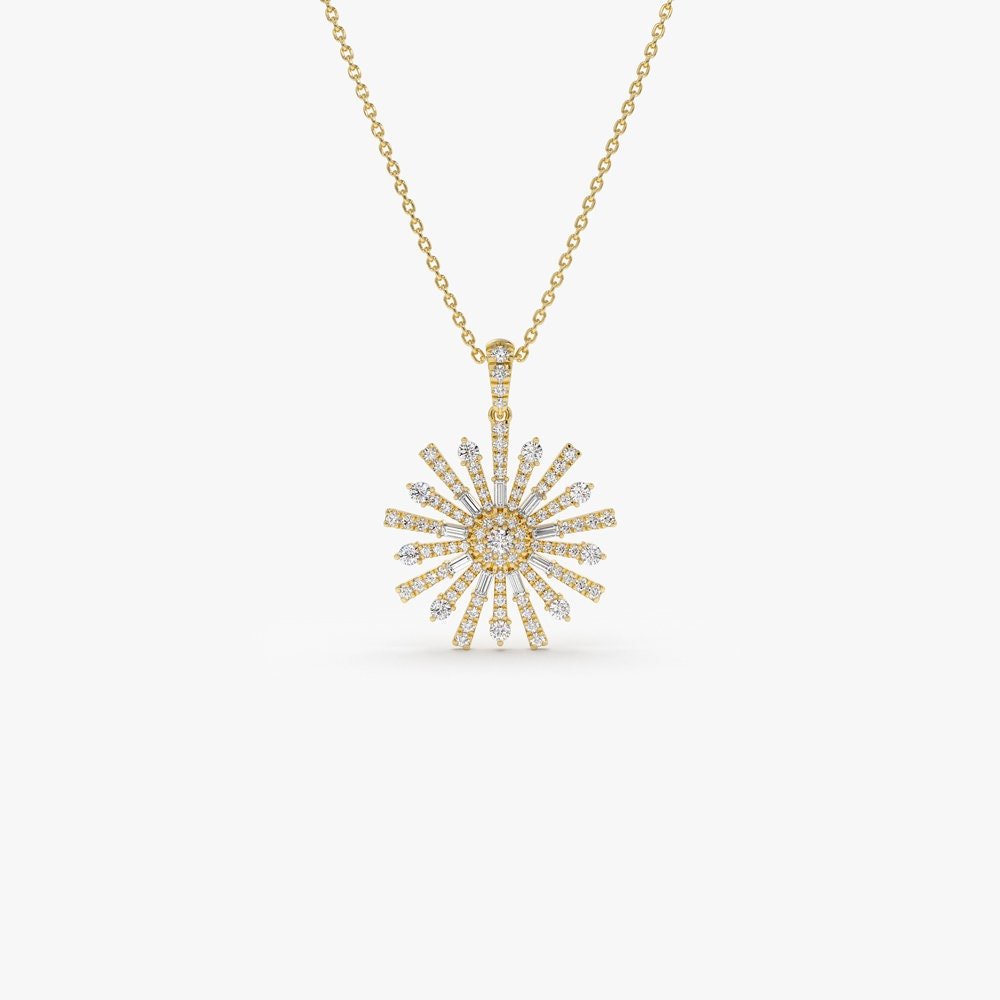 Round & Baguette Cut Diamond Unique Necklace for Her - Doozy Diamonds