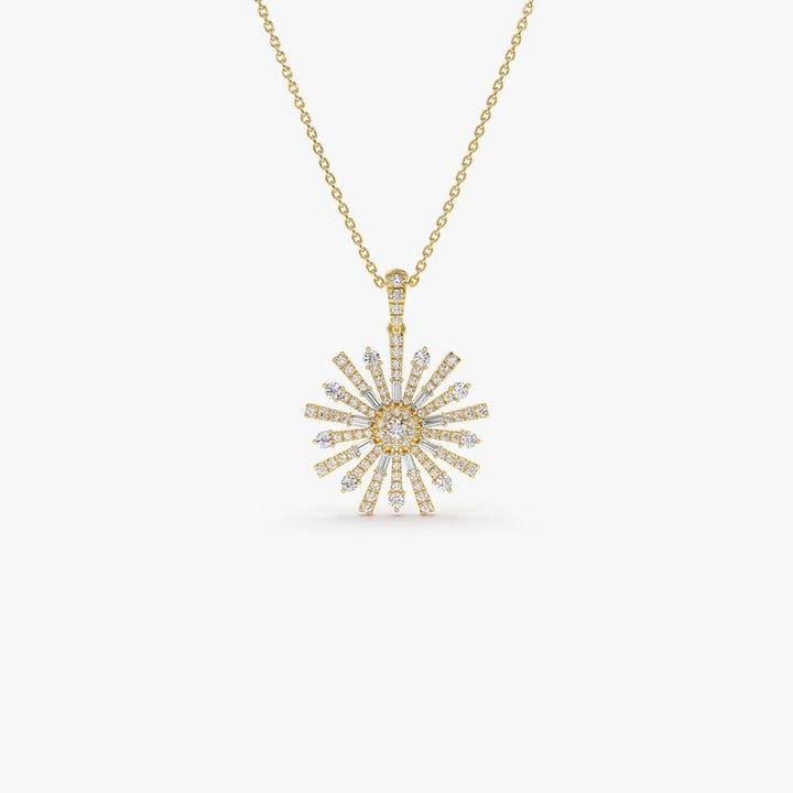 Round & Baguette Cut Diamond Unique Necklace for Her - Doozy Diamonds