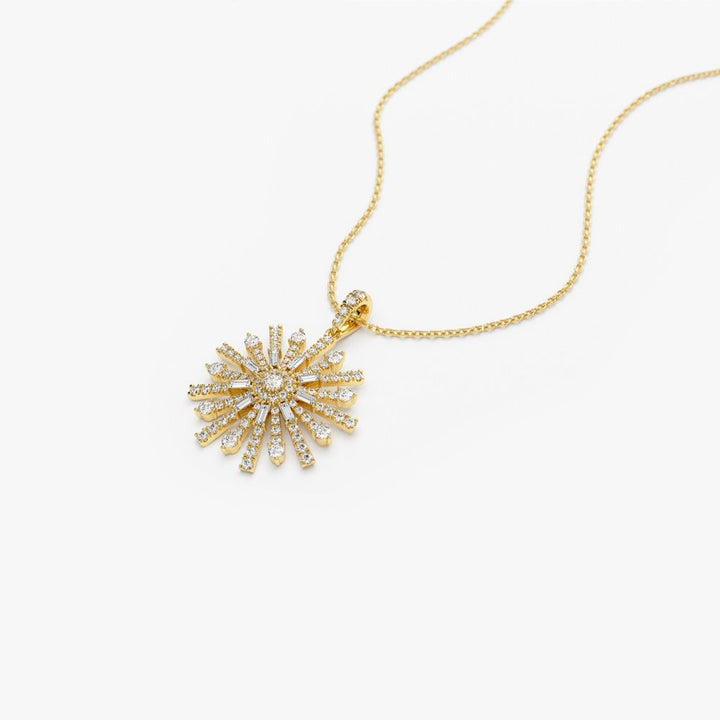 Round & Baguette Cut Diamond Unique Necklace for Her - Doozy Diamonds