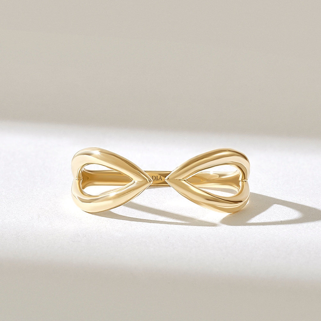 14K Yellow Gold Plain Stackable Open Band for Birthday Gift - Doozy Diamonds