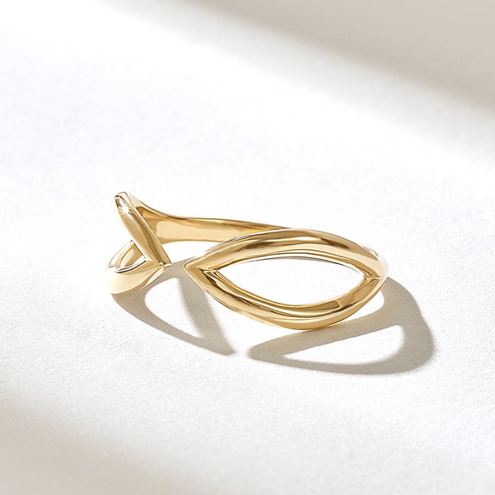 14K Yellow Gold Plain Stackable Open Band for Birthday Gift - Doozy Diamonds