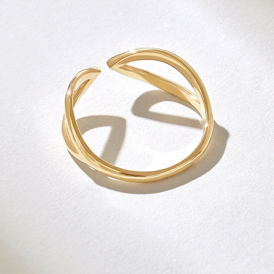 14K Yellow Gold Plain Stackable Open Band for Birthday Gift - Doozy Diamonds