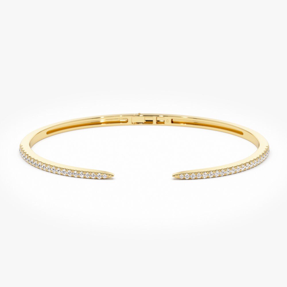 Round Cut Cuff Diamond Bangle Bracelet for Women - Doozy Diamonds