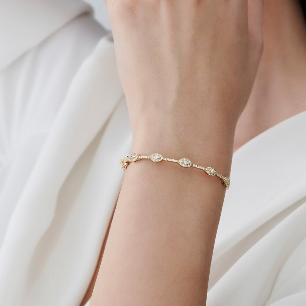 Round Cut Diamond lab grown diamond Bangle Bracelet For Women - Doozy Diamonds
