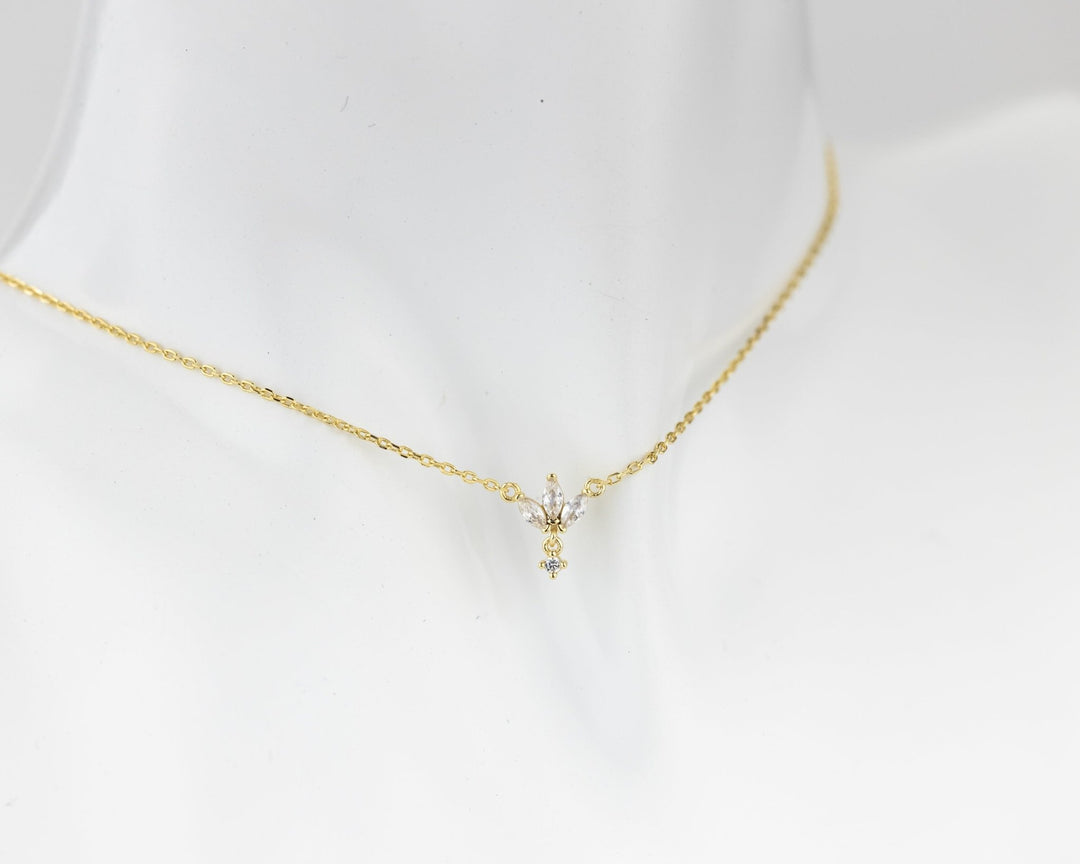 Marquise & Round Cut Diamond Unique Necklace for Her - Doozy Diamonds
