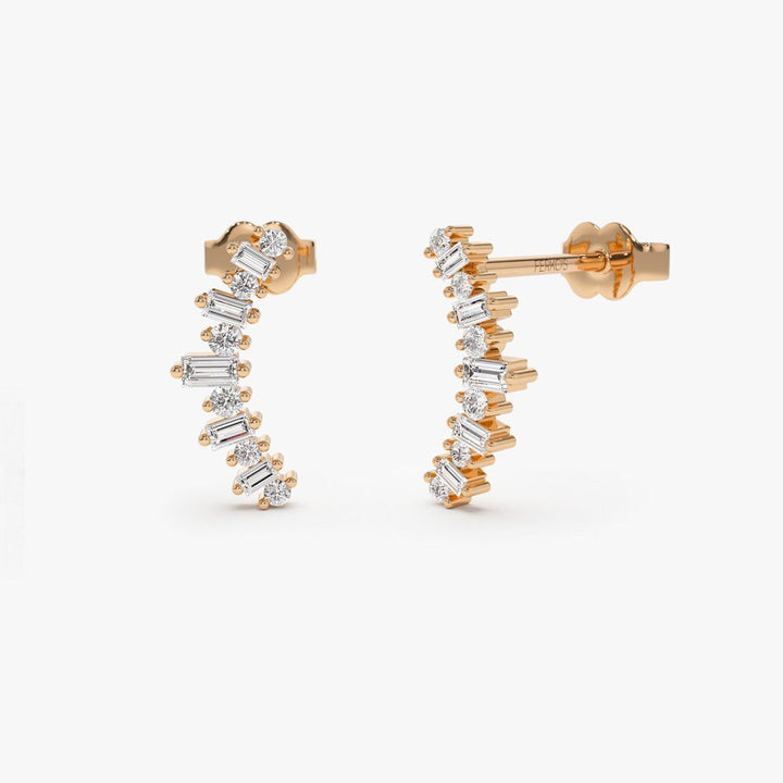 0.48CT Round & Bauguess lab grown diamonds Crawler Earrings - Doozy Diamonds