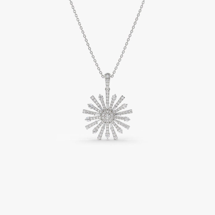 Round & Baguette Cut Diamond Unique Necklace for Her - Doozy Diamonds