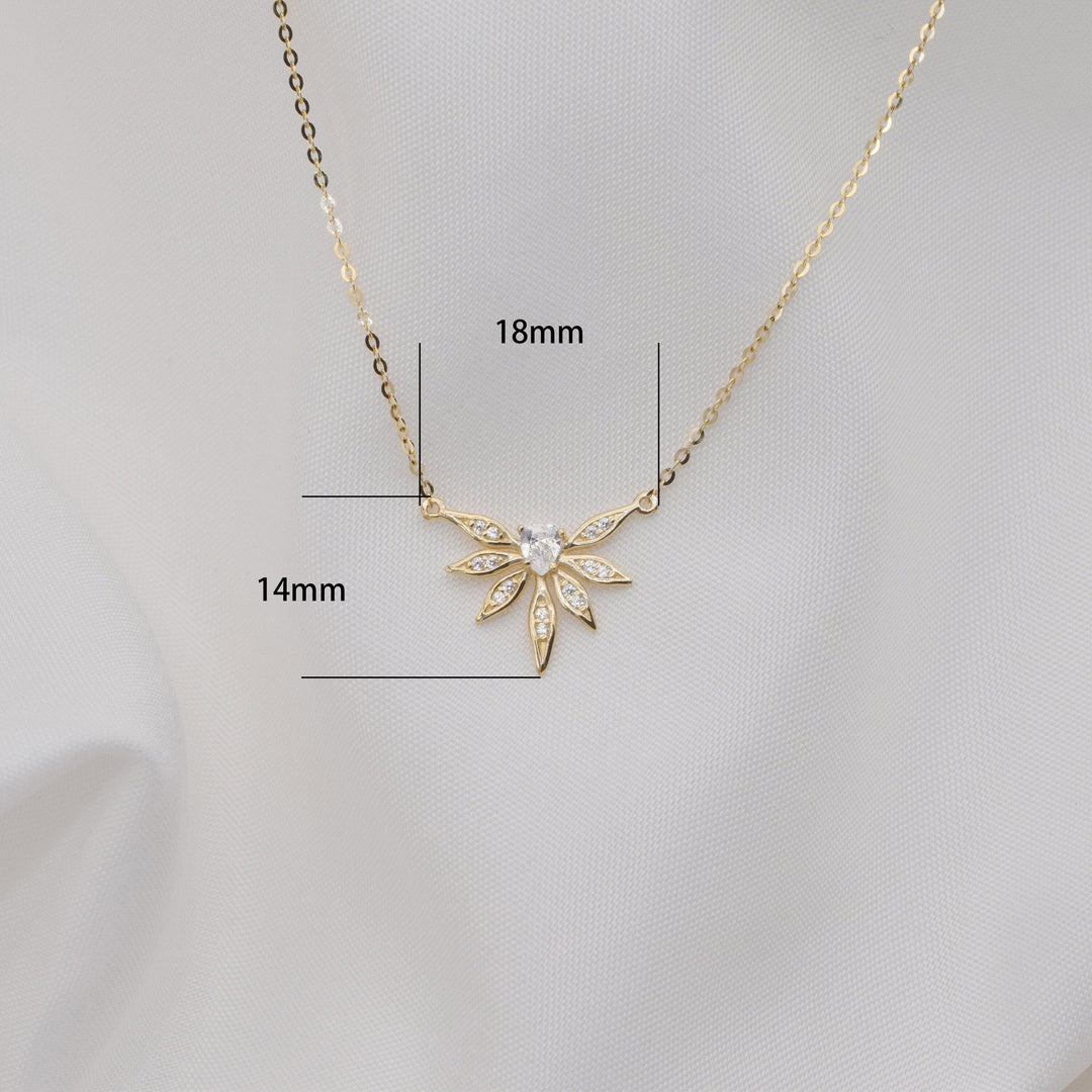 Round & Pear Cut Diamond Leaf Necklace for Everyday Jewelry - Doozy Diamonds