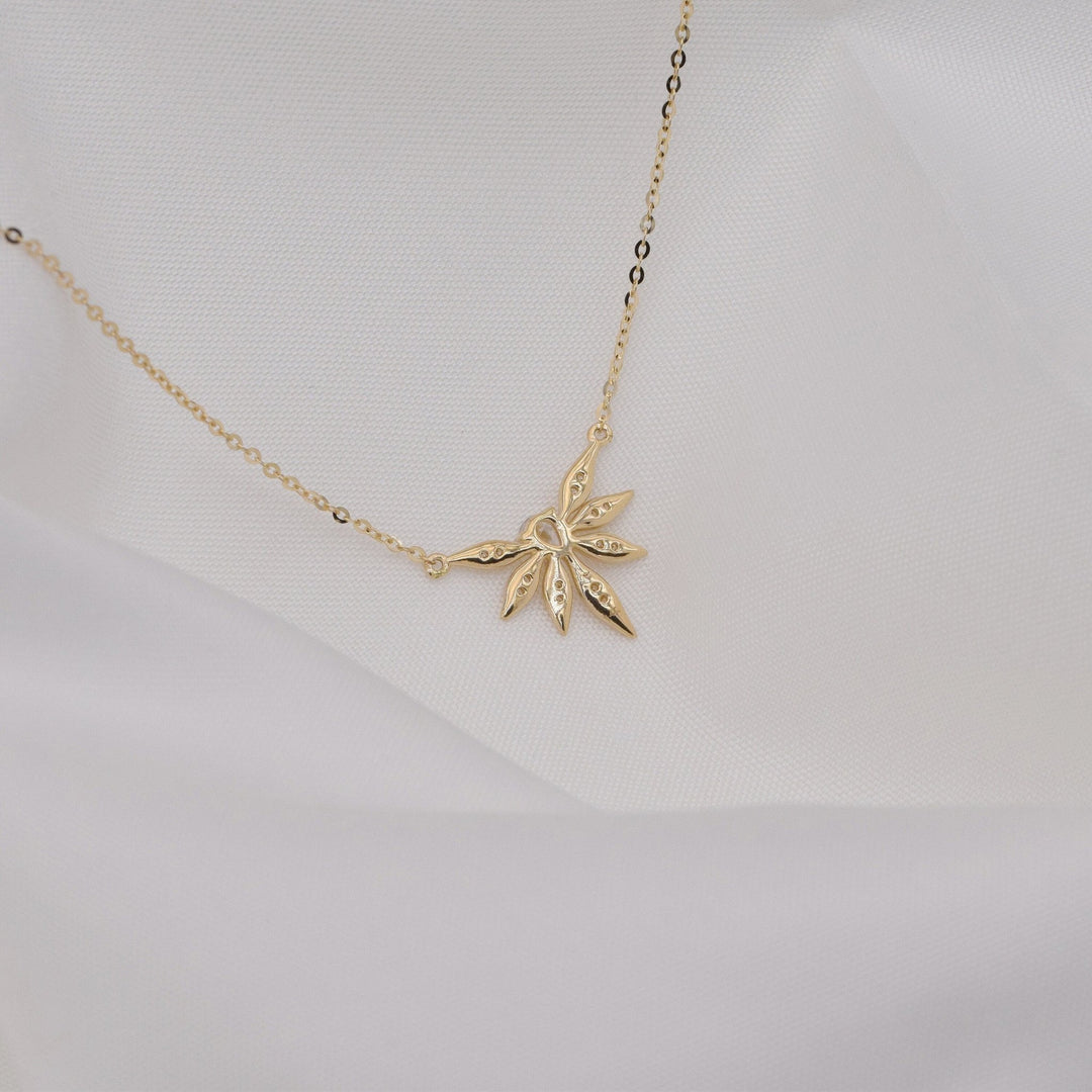 Round & Pear Cut Diamond Leaf Necklace for Everyday Jewelry - Doozy Diamonds
