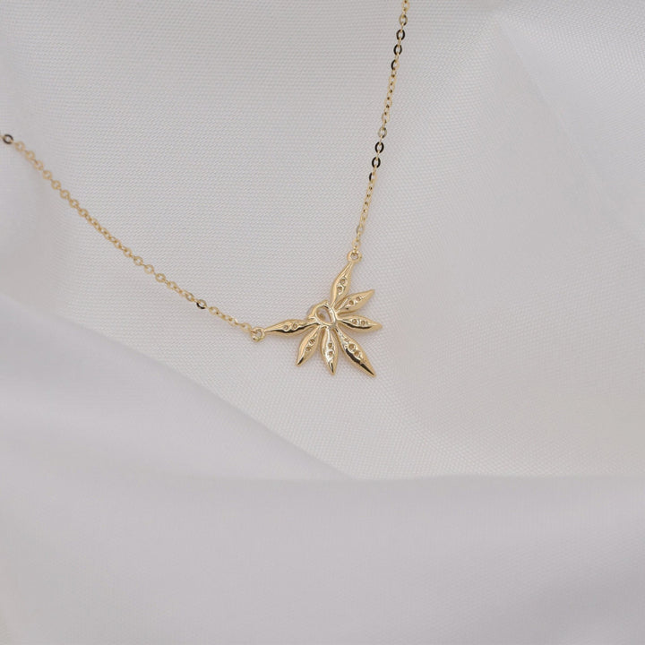 Round & Pear Cut Diamond Leaf Necklace for Everyday Jewelry - Doozy Diamonds