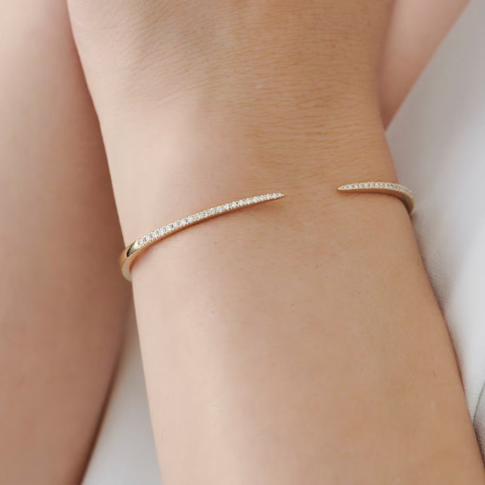 Round Cut Cuff Diamond Bangle Bracelet for Women - Doozy Diamonds