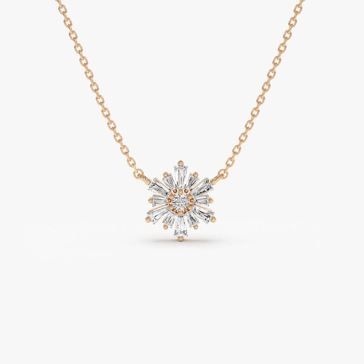 Round & Tapered Baguette Cut Diamond Necklace for Her - Doozy Diamonds