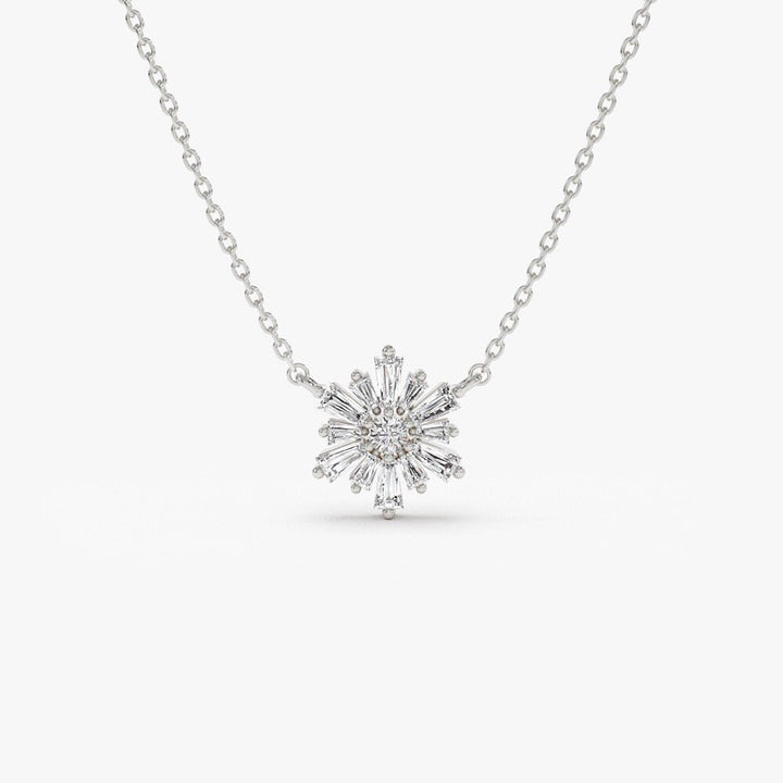 Round & Tapered Baguette Cut Diamond Necklace for Her - Doozy Diamonds