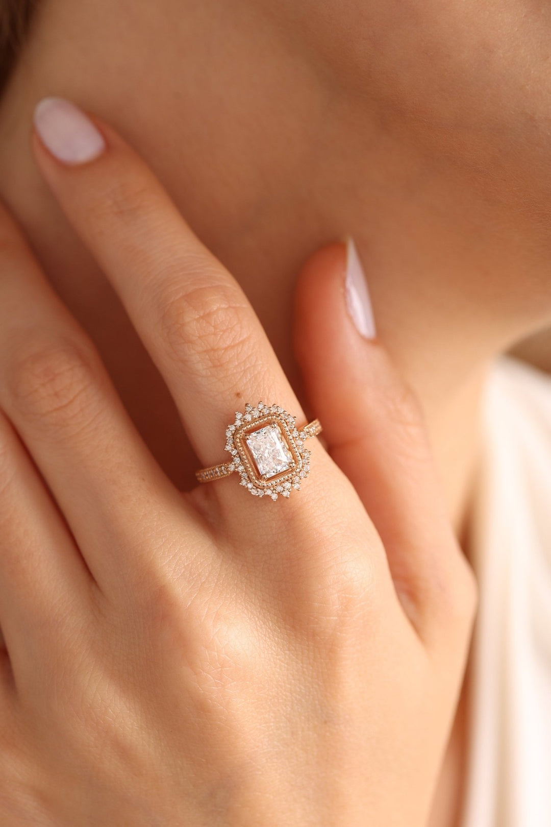 Radiant Cut Diamond Vintage Engagement Ring for Women - Doozy Diamonds