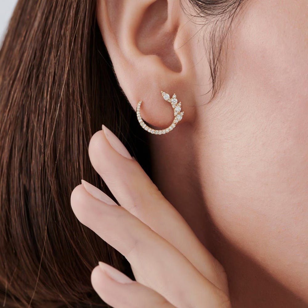Round Cut Diamond Cluster Stud Earrings for Mother - Doozy Diamonds