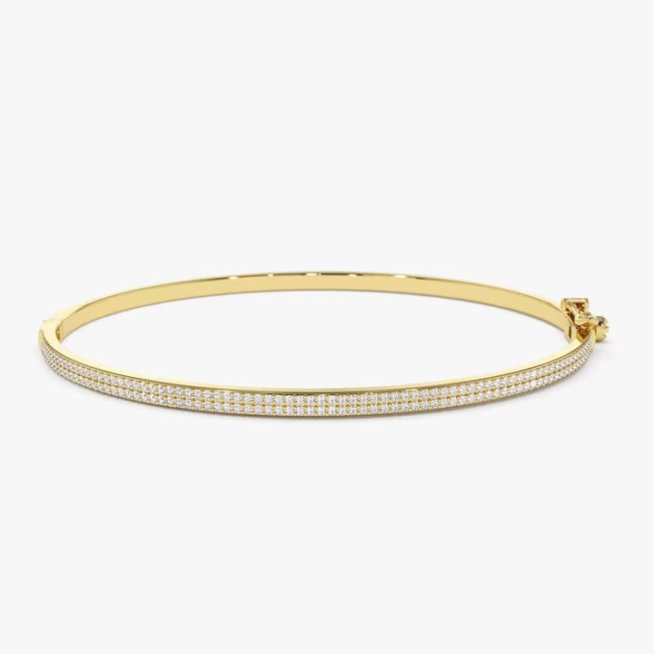 Round Cut Two Row Pave Diamond Bangle Bracelet for Women - Doozy Diamonds