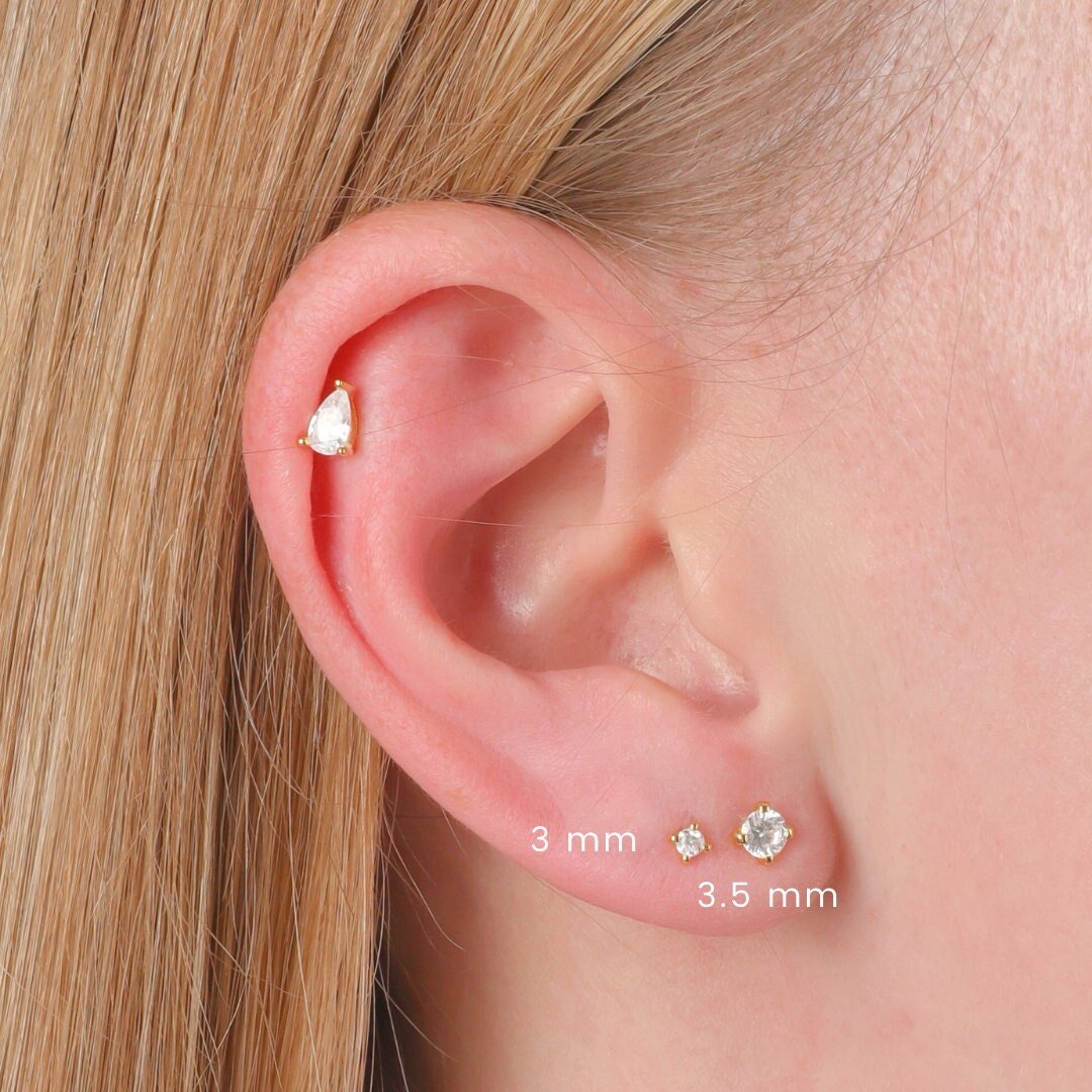 Round Cut Diamond Cartilage Earring for Her - Doozy Diamonds