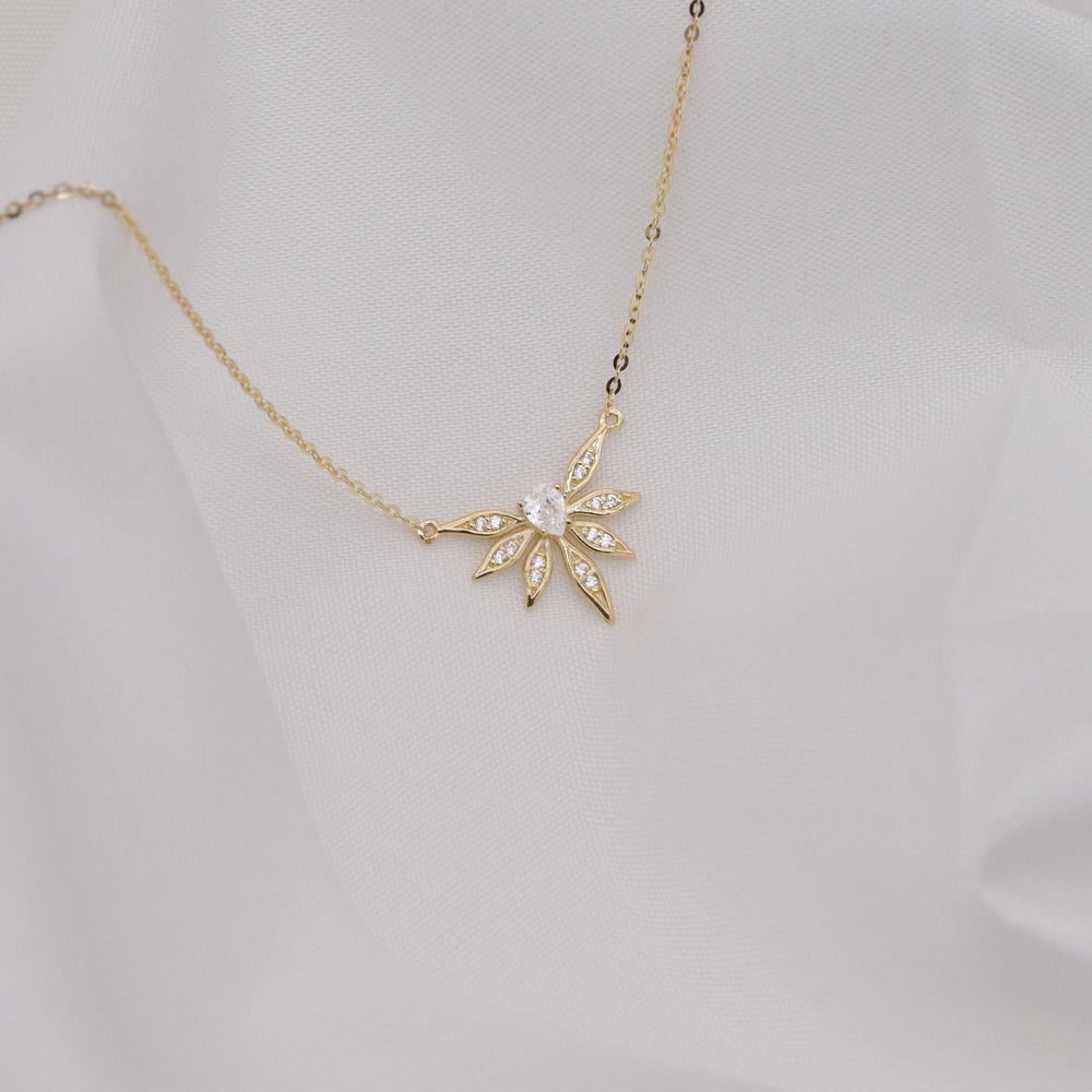Round & Pear Cut Diamond Leaf Necklace for Everyday Jewelry - Doozy Diamonds