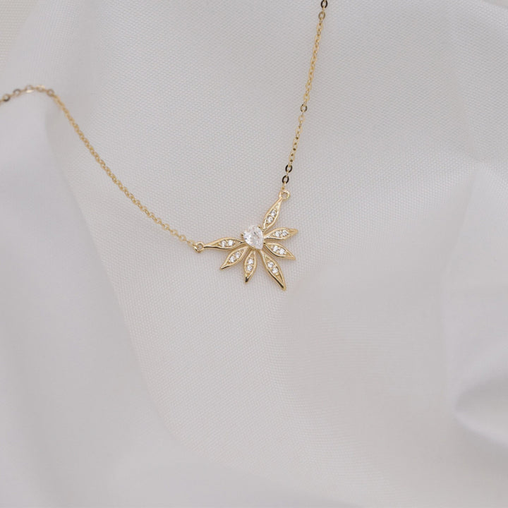 Round & Pear Cut Diamond Leaf Necklace for Everyday Jewelry - Doozy Diamonds