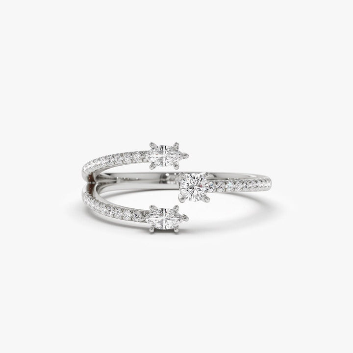 Marquise Shape and Round Diamond Open Wedding Band - Doozy Diamonds