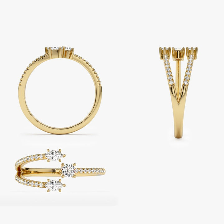 Marquise Shape and Round Diamond Open Wedding Band - Doozy Diamonds